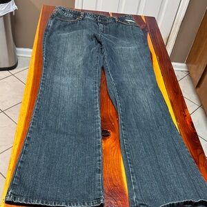 Vintage  Ladie’s Denim and Leather Harley-Davidson Dark Blue Flare Jeans T8